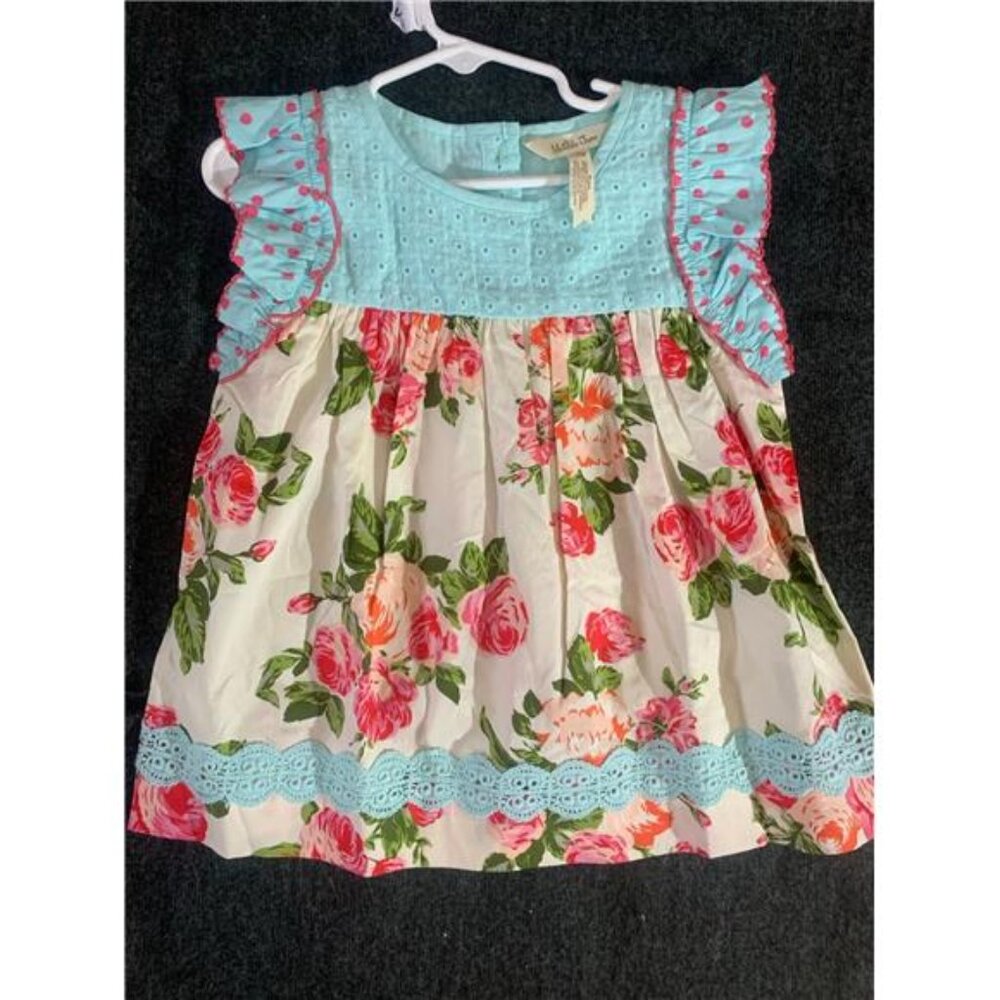 Matilda Jane Girls‎ Floral Dress Flutter Sleeve Eyelet Top Size 4